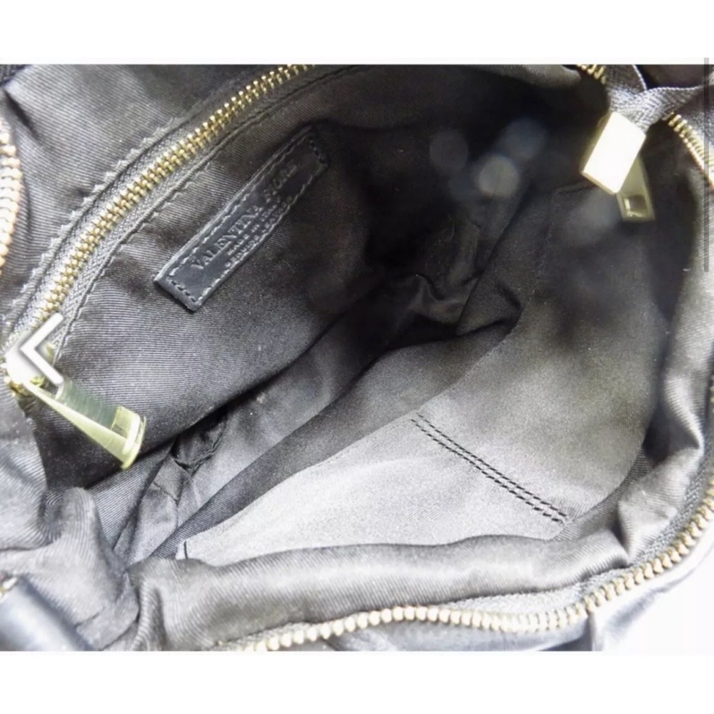 Valentina Fiore Italian Black Leather Taupe Woven Bag Perfect Condition. - Picture 7 of 15